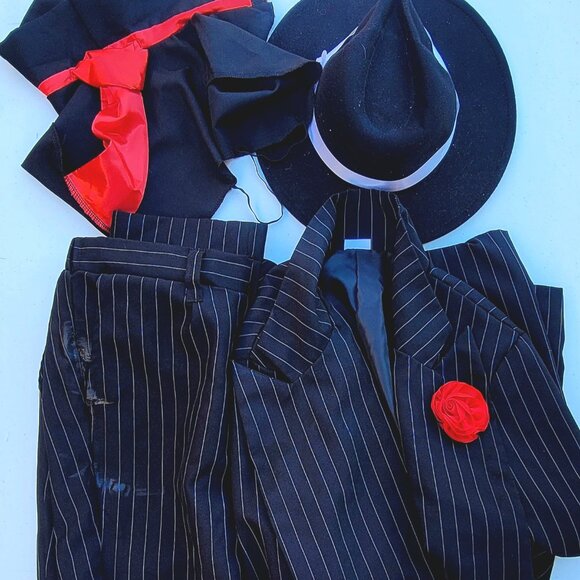 Spirit Halloween Ganster Costume Medium W/Fedora Hat - Picture 1 of 1